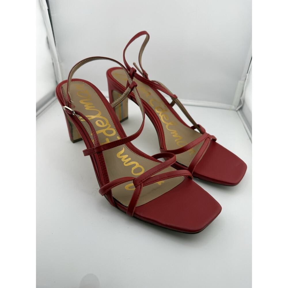 $180 SAM EDELMAN Womens Emmie Strappy Heel Sandal Summer Red Leather Sz 9